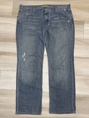 VTG Old Navy Jeans Womens Sz 14 Blue Boy Cut Low Waist Distressed Wide Leg 37x33
